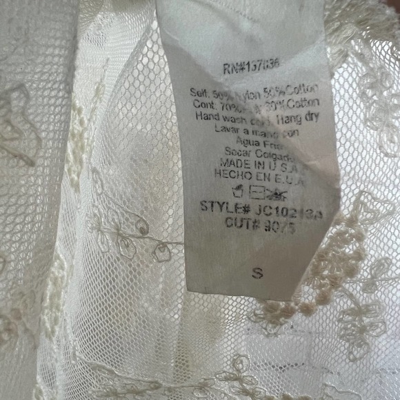 Paper Crane Sheer Cream Lace Embroidered Tank Top Boho Festival Womens Small - Picture 6 of 8